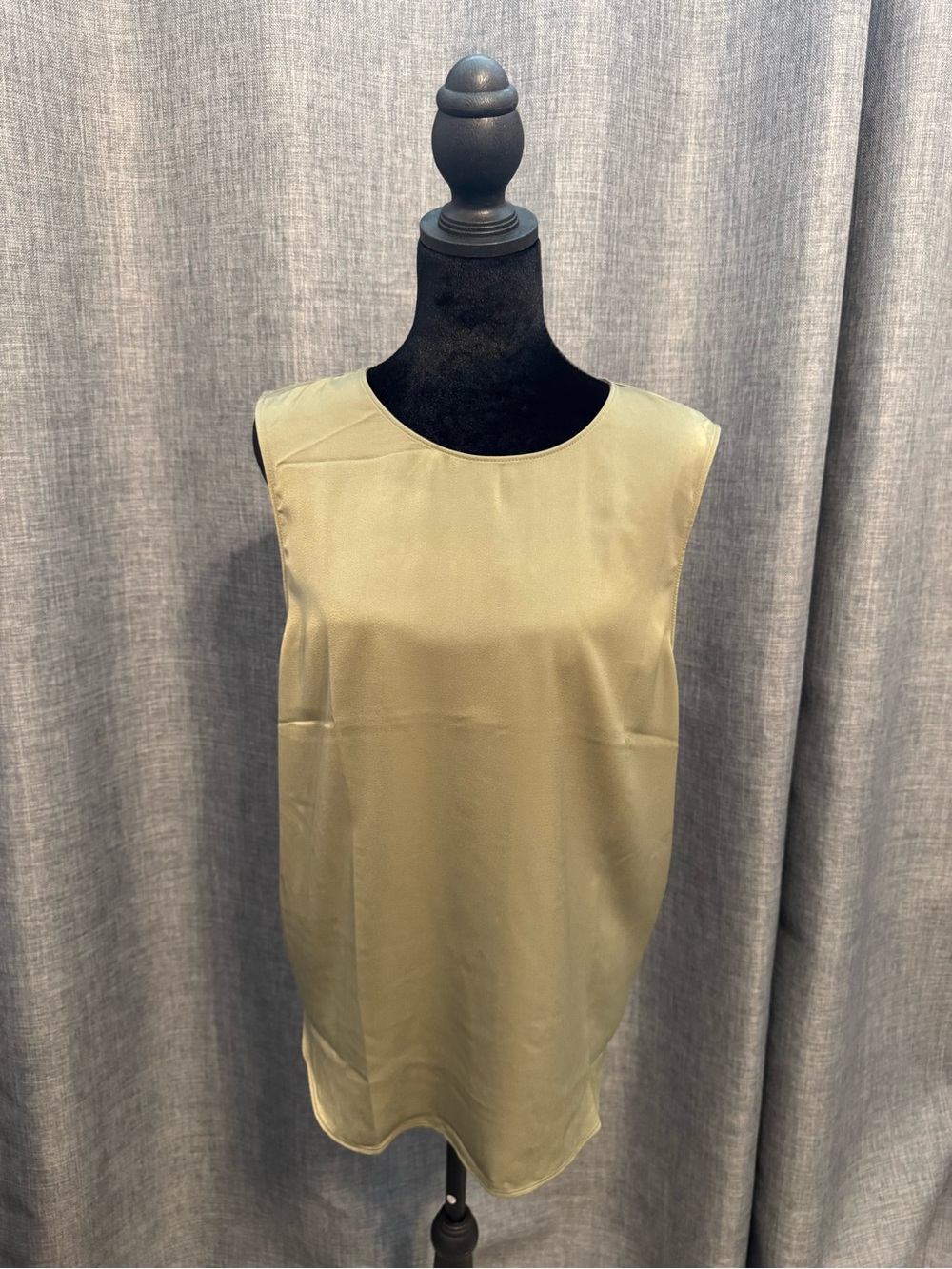 Banana Republic Olive Green Sleeveless Satin Shell Top